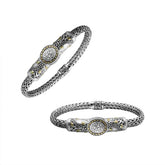 ABG-8049-DY Sterling Silver Bracelet With 18K Gold And Diamond Jewelry Bali Designs Inc